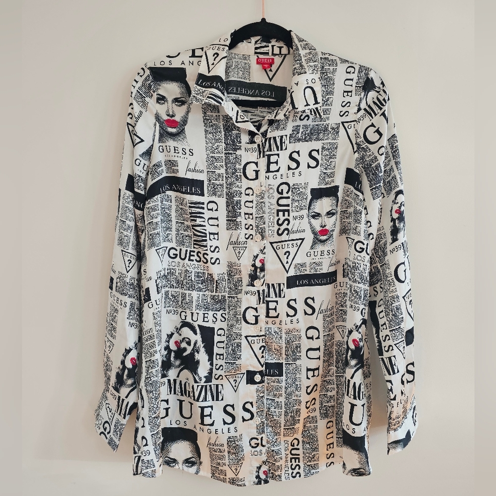 Guess Black and White Graphic Shirt